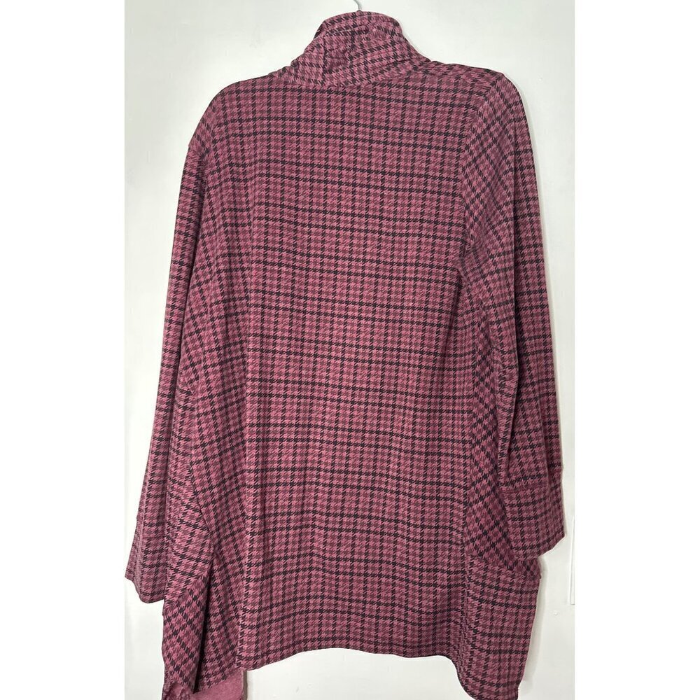 Cuddl Duds Women’s Open Cardigan L Burgundy Gingham Look Cozy Comfortwear - Picture 7 of 7
